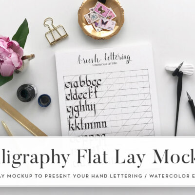 Calligraphy Flat Lay Mockup Gold Shop Europe Graphics