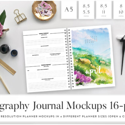 Download Calligraphy Planner Mockup 16 In 1 Shop Europe Graphics